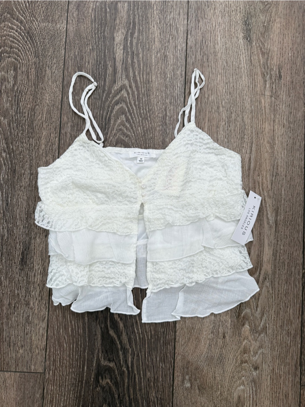 Kirious White Lace Ruffle Tank Top